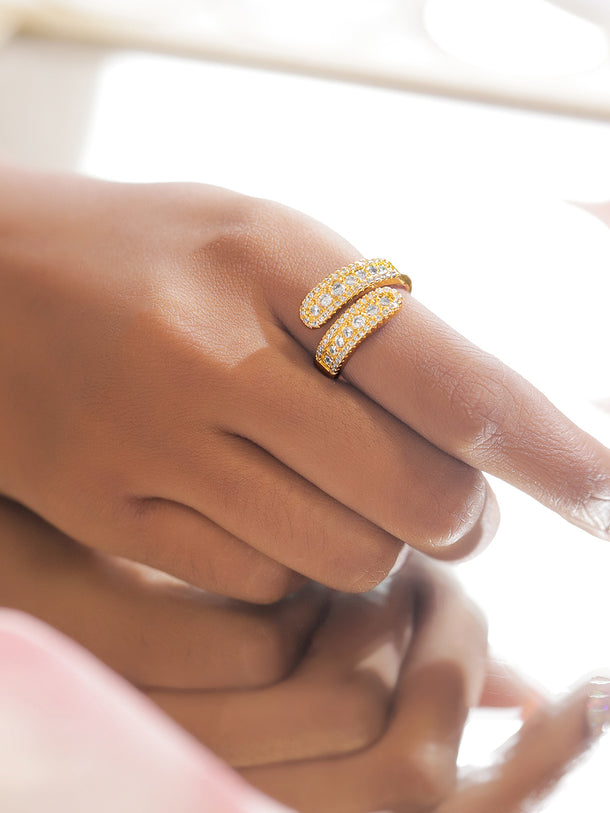 American Diamond Zirconia Gold Ring