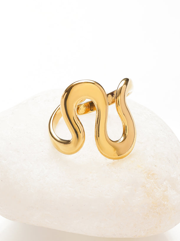 Snake Motif Gold Toned Statement Ring