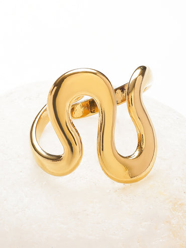 Snake Motif Gold Toned Statement Ring