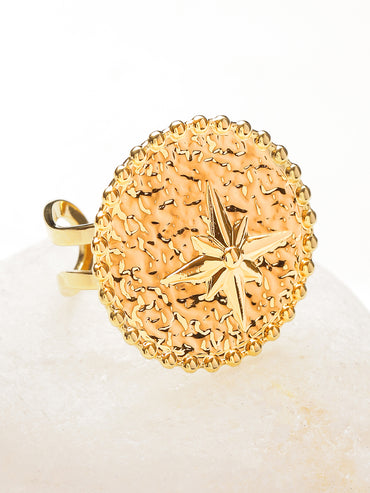 Starburst Motif Gold Statement Ring