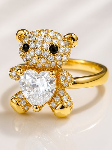 Gold American Diamond Zirconia Teddy Valentine Ring