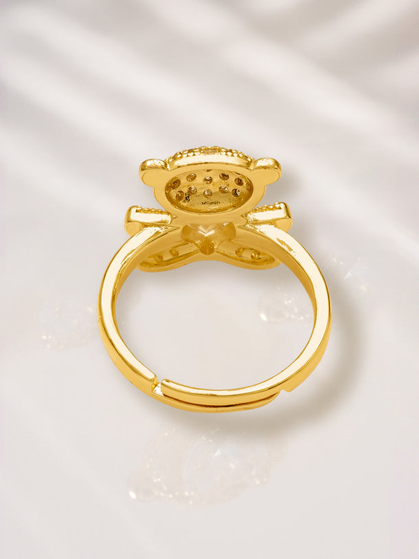 Gold American Diamond Zirconia Teddy Valentine Ring