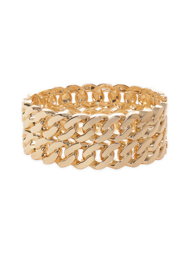 Rubans 18K Gold Plated Gold-Toned Chain-Link Bangle-Style Bracelet Elegant Jewelry