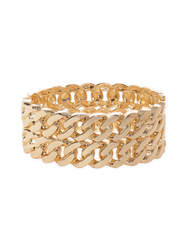 Rubans 18K Gold Plated Gold-Toned Chain-Link Bangle-Style Bracelet Elegant Jewelry