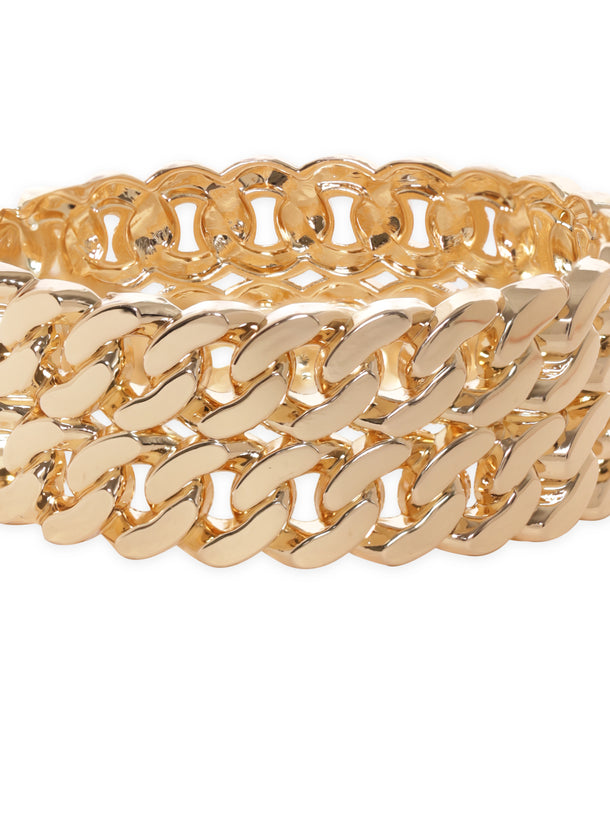 Rubans 18K Gold Plated Gold-Toned Chain-Link Bangle-Style Bracelet Elegant Jewelry