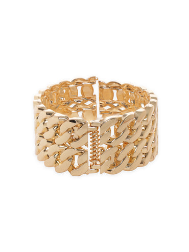 Rubans 18K Gold Plated Gold-Toned Chain-Link Bangle-Style Bracelet Elegant Jewelry