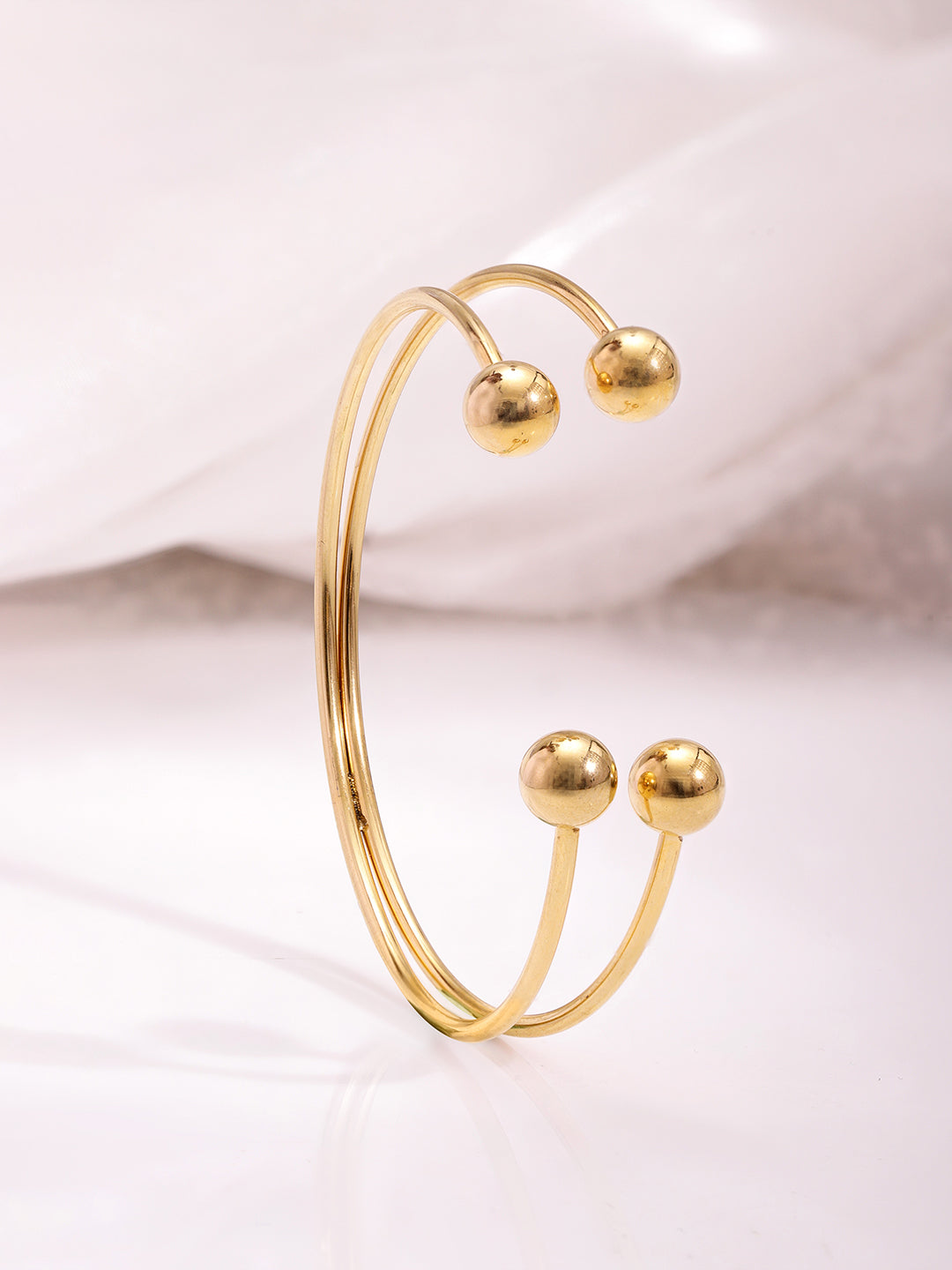 Rubans Voguish 18K Gold-Plated Stainless Steel Tarnish-Free Waterproof Adjustable Cuff Bracelet