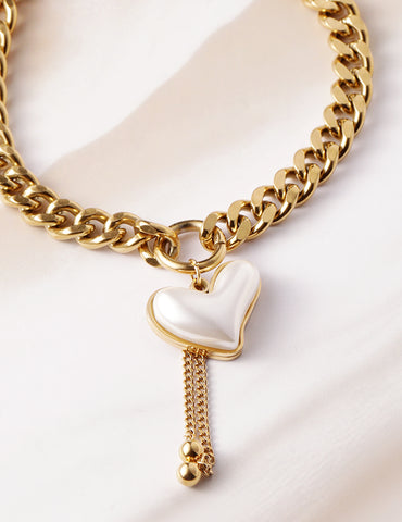 Rubans 18K Gold Plated Stainless Steel Tarnish-Free Waterproof Demi-Fine Heart Bracelet
