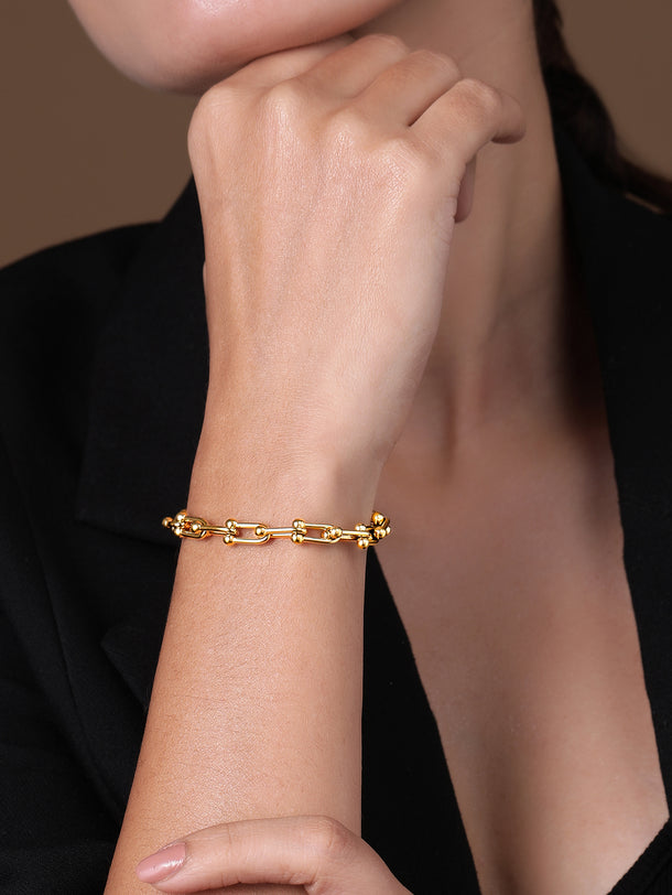 18K Gold-Plated Stainless Steel Tarnish-Free Waterproof Link Bracelet