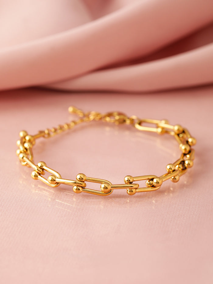 18K Gold-Plated Stainless Steel Tarnish-Free Waterproof Link Bracelet - Gold