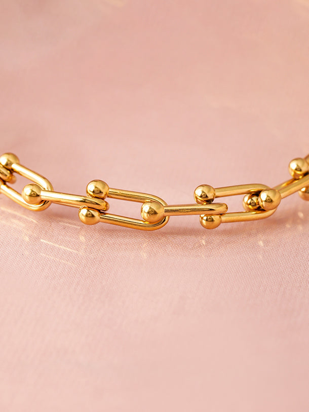 18K Gold-Plated Stainless Steel Tarnish-Free Waterproof Link Bracelet
