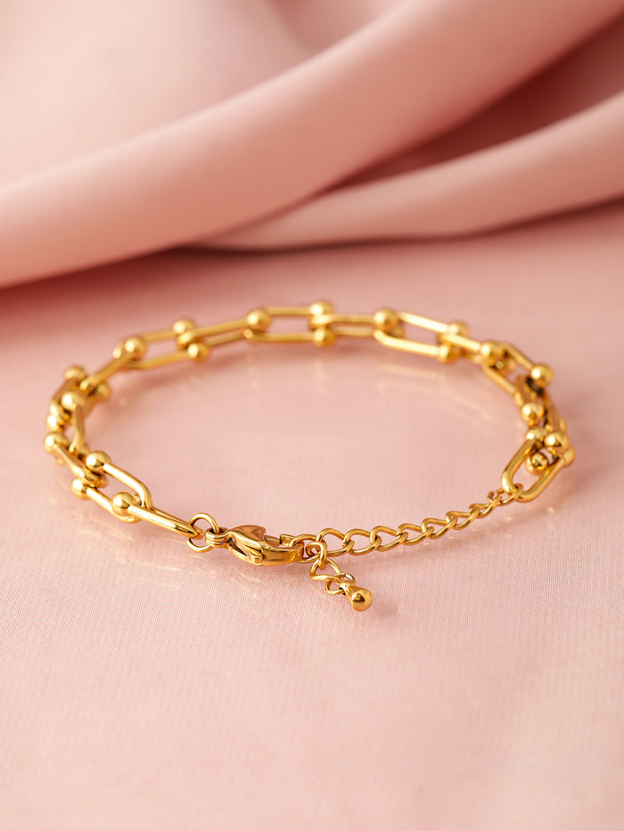 18K Gold-Plated Stainless Steel Tarnish-Free Waterproof Link Bracelet - Gold