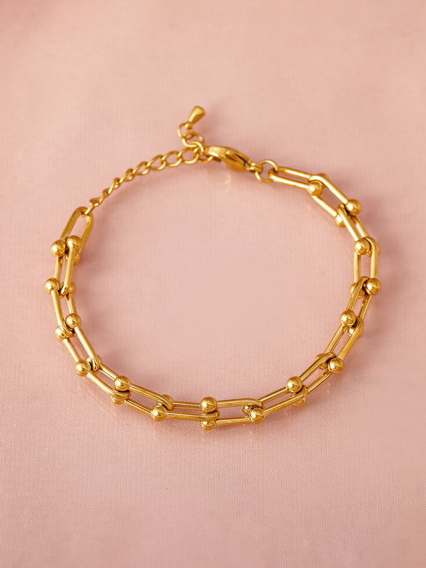 18K Gold-Plated Stainless Steel Tarnish-Free Waterproof Link Bracelet