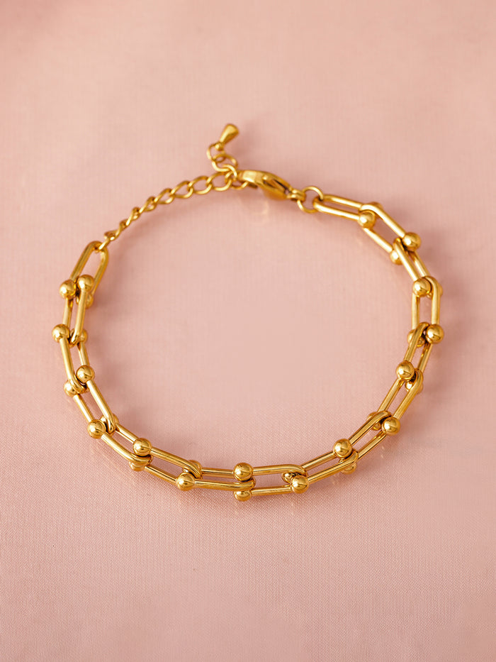 18K Gold-Plated Stainless Steel Tarnish-Free Waterproof Link Bracelet - Gold