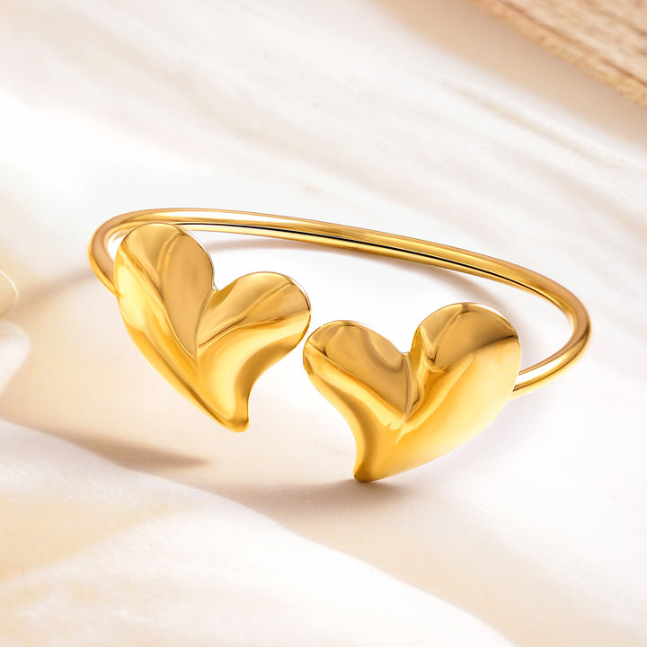 Rubans Voguish 18K Gold Plated Stainless Steel Tarnish-Free Waterproof Heart Cuff Bracelet