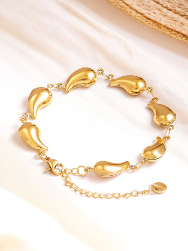 Rubans Voguish 18K Gold Plated Stainless Steel Tarnish-Free Waterproof Tear Drop Motif Link Bracelet