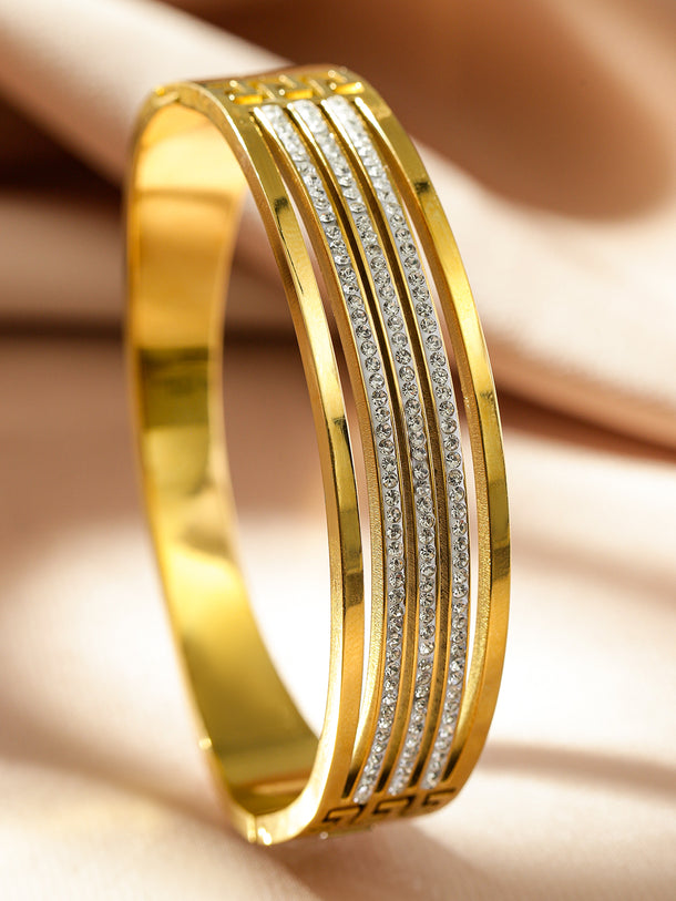 Triple Line American Diamond Zirconia Studded Bracelet