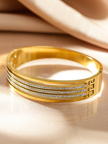 Triple Line American Diamond Zirconia Studded Bracelet