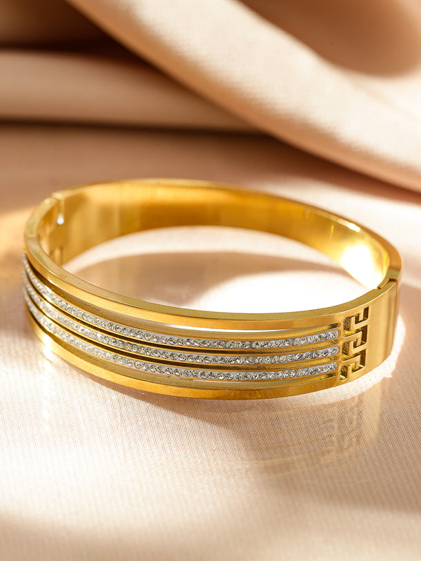 Triple Line American Diamond Zirconia Studded Bracelet