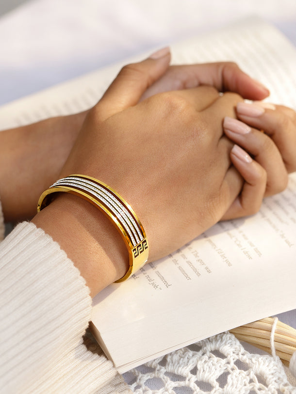 Triple Line American Diamond Zirconia Studded Bracelet