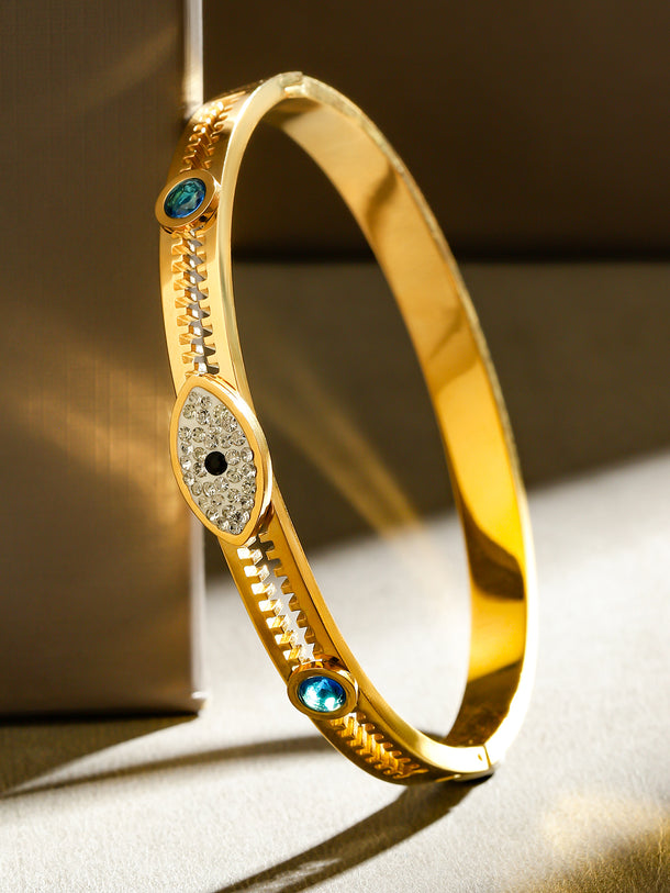Rubans 18K Gold Plated Stainless Steel Tarnish-Free Waterproof Zirconia Evil Eye Bracelet