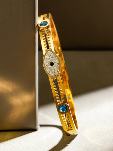 Rubans 18K Gold Plated Stainless Steel Tarnish-Free Waterproof Zirconia Evil Eye Bracelet