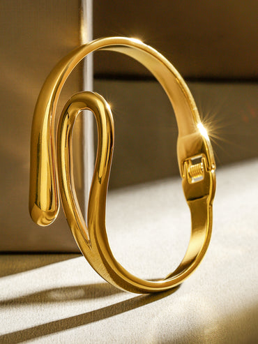 Rubans 18K Gold Plated Stainless Steel Tarnish-Free Waterproof Bold Statement Bracelet