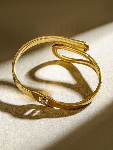 Rubans 18K Gold Plated Stainless Steel Tarnish-Free Waterproof Bold Statement Bracelet