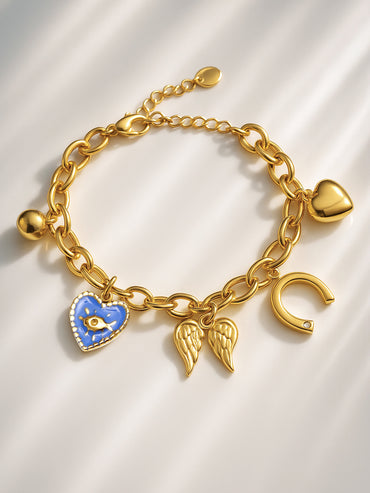 Gold Toned Multi Charms Bracelet
