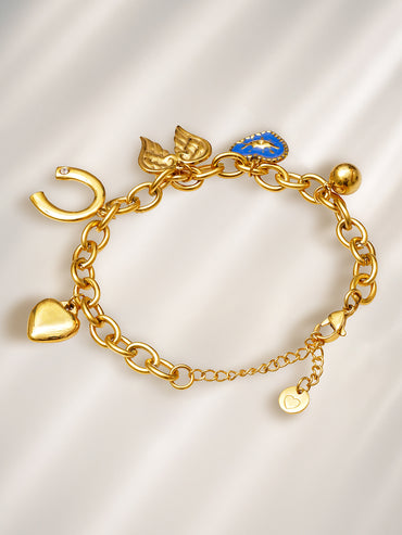 Gold Toned Multi Charms Bracelet