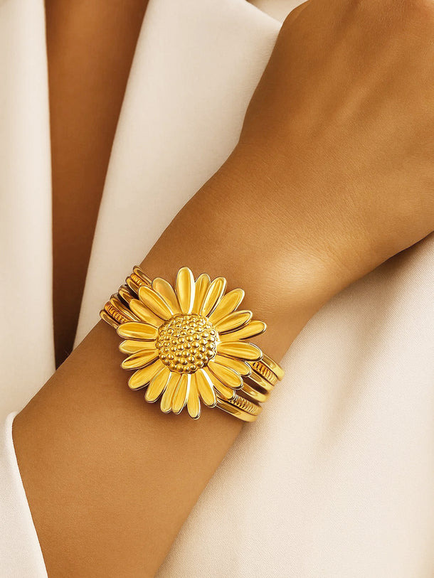 Floral Motif Gold Toned Bracelet