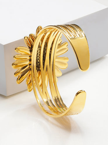 Floral Motif Gold Toned Bracelet