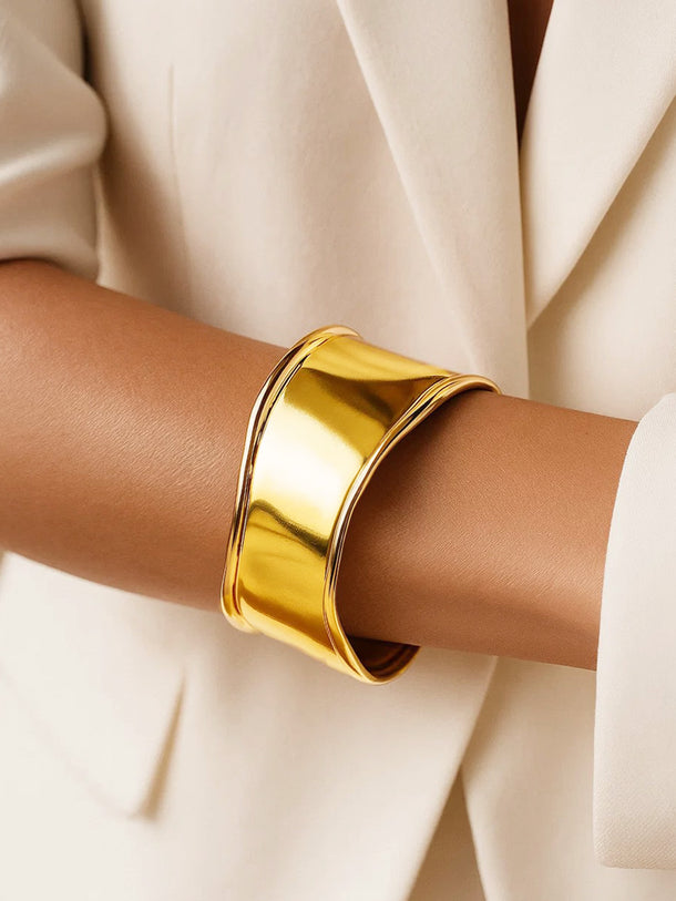 Gold Toned Wide Cuff Bracelet