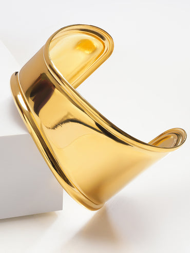 Gold Toned Wide Cuff Bracelet