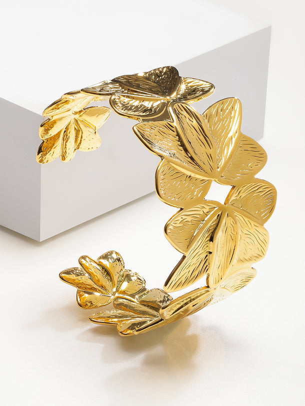 Gold Toned Petal Motif Bracelet