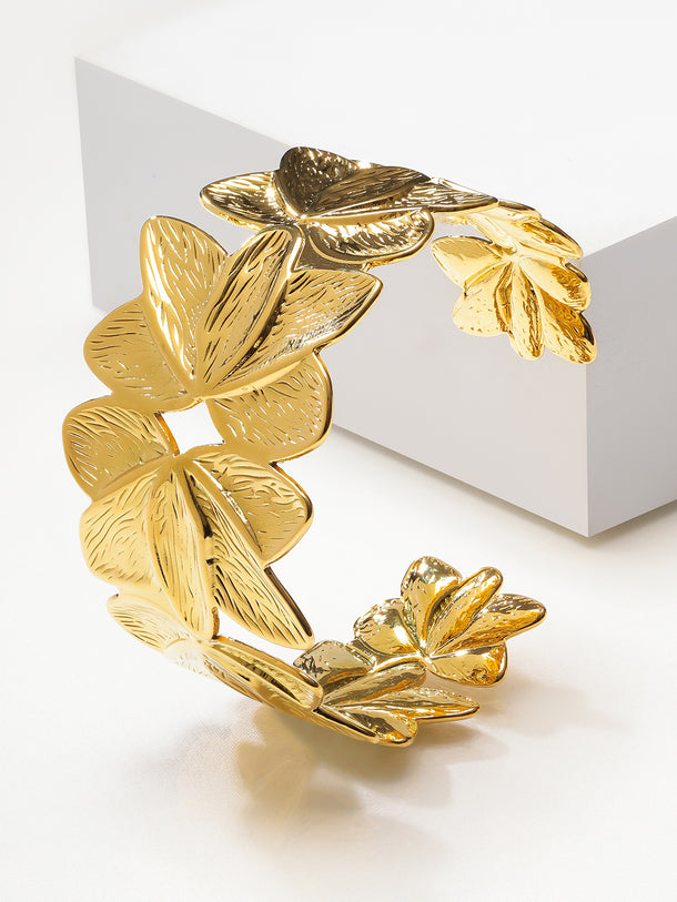 Gold Toned Petal Motif Bracelet