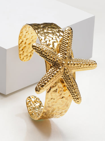 Star Motif Golden Cuff Bracelet