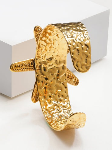 Star Motif Golden Cuff Bracelet