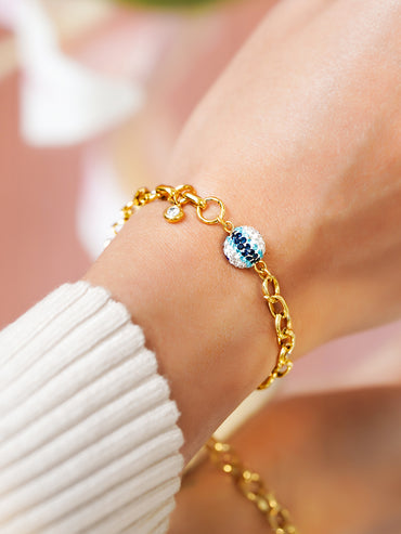 Rubans Voguish 18K Gold-Plated Stainless Steel Tarnish-Free Waterproof Evil Eye Bracelet