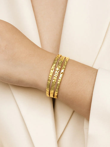Triple-Strand Bold Statement Golden Cuff Bracelet
