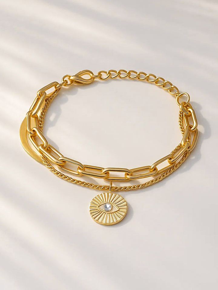 Rubans Voguish 18K Gold-Plated Stainless Steel Tarnish-Free Waterproof Heart Charm Bracelet