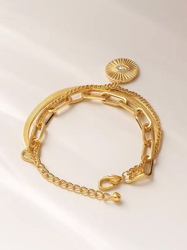 Rubans Voguish 18K Gold-Plated Stainless Steel Tarnish-Free Waterproof Heart Charm Bracelet