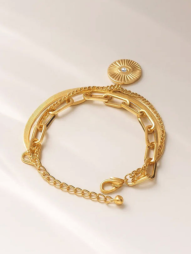 Rubans Voguish 18K Gold-Plated Stainless Steel Tarnish-Free Waterproof Heart Charm Bracelet