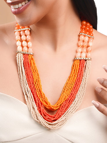 Summer Glow Multicolour Layered Bead Necklace