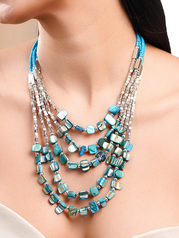 Ocean Glow Layered Beads Necklace