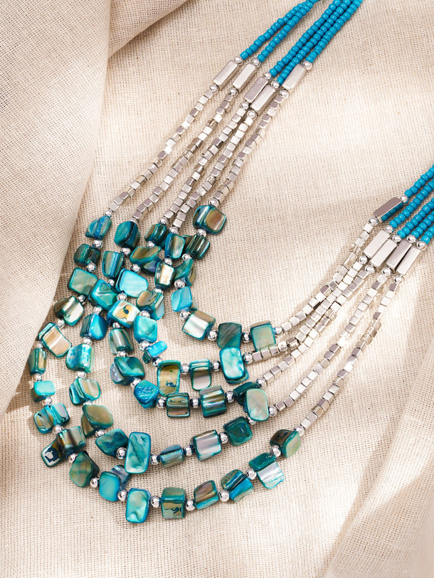 Ocean Glow Layered Beads Necklace