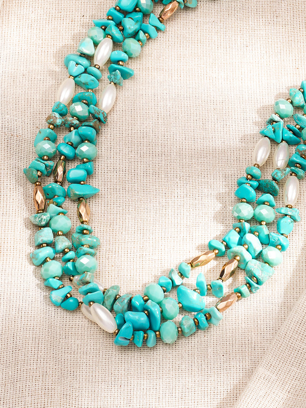 Turquoise Tide Multilayer Beaded Necklace