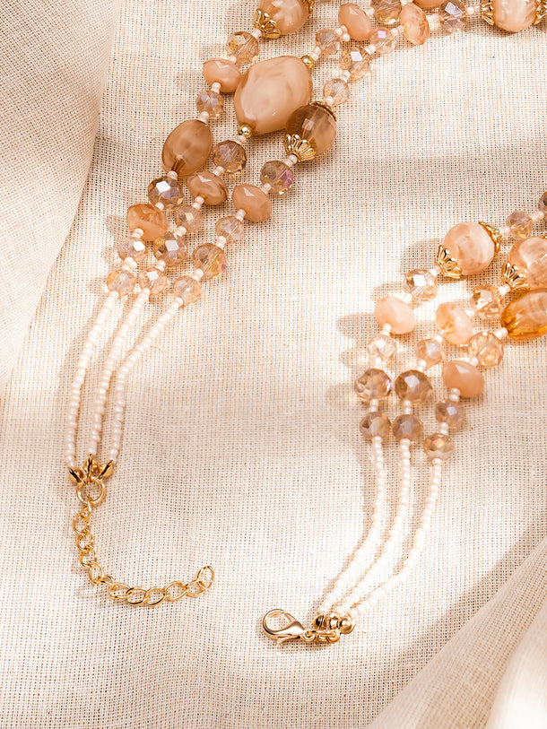 Champagne Glow Multilayer Beaded Necklace