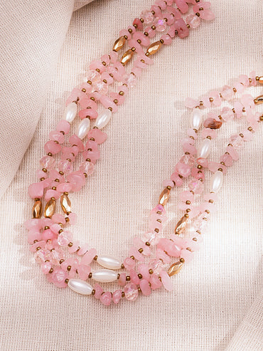 Blush Glow Multilayer Statement Necklace