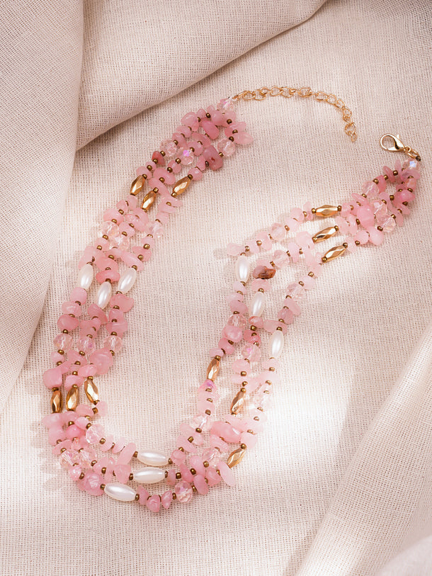 Blush Glow Multilayer Statement Necklace
